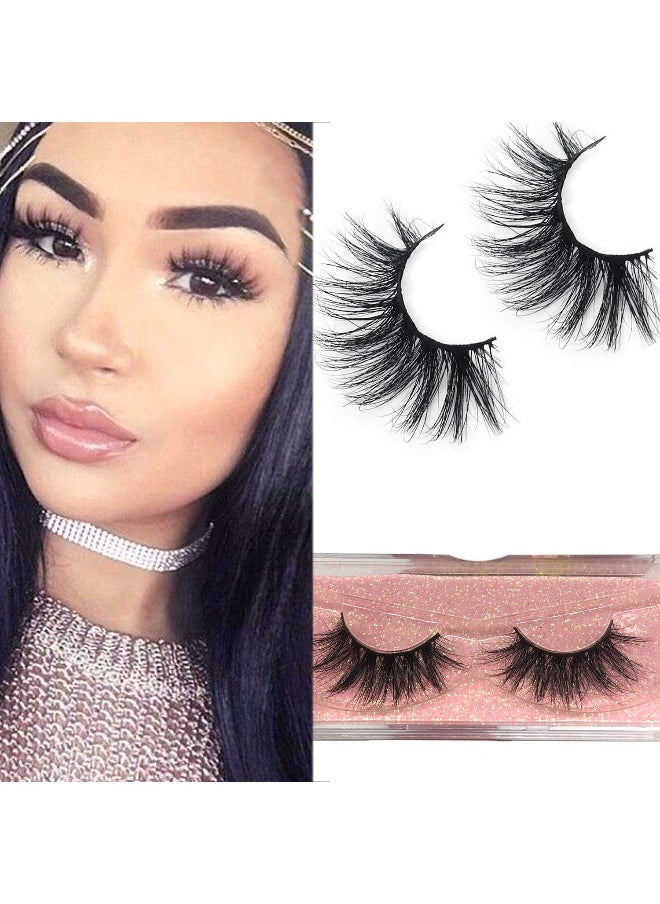 Mink Lashes, 18mm Natural False Eyelashes 3D Layered Effect Real Siberian Mink Fur Fake Eyelashes Hand Made Strips Eyelashes Reusable Make Up 1 Pair Natural Lashes