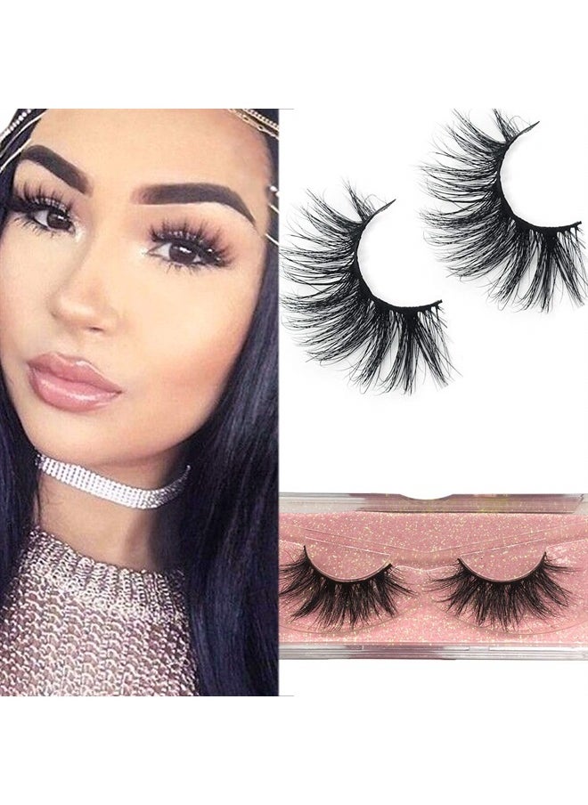 Mink Lashes, 18mm Natural False Eyelashes 3D Layered Effect Real Siberian Mink Fur Fake Eyelashes Hand Made Strips Eyelashes Reusable Make Up 1 Pair Natural Lashes