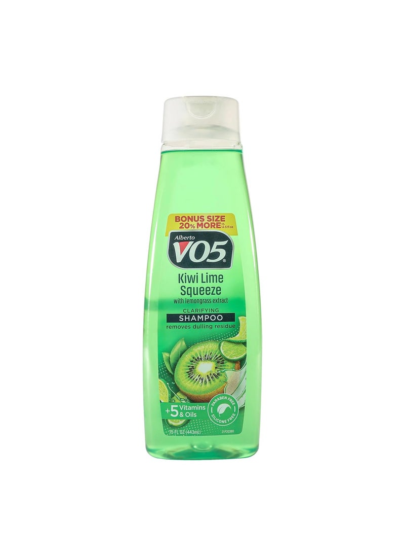 Alberto VO5 Kiwi Lime Squeeze Clarifying Shampoo - Moisturizing Shampoo with Clarifying Formula - 5 Vitamins and Oils - Fruity Kiwi Fragrance - 15 oz