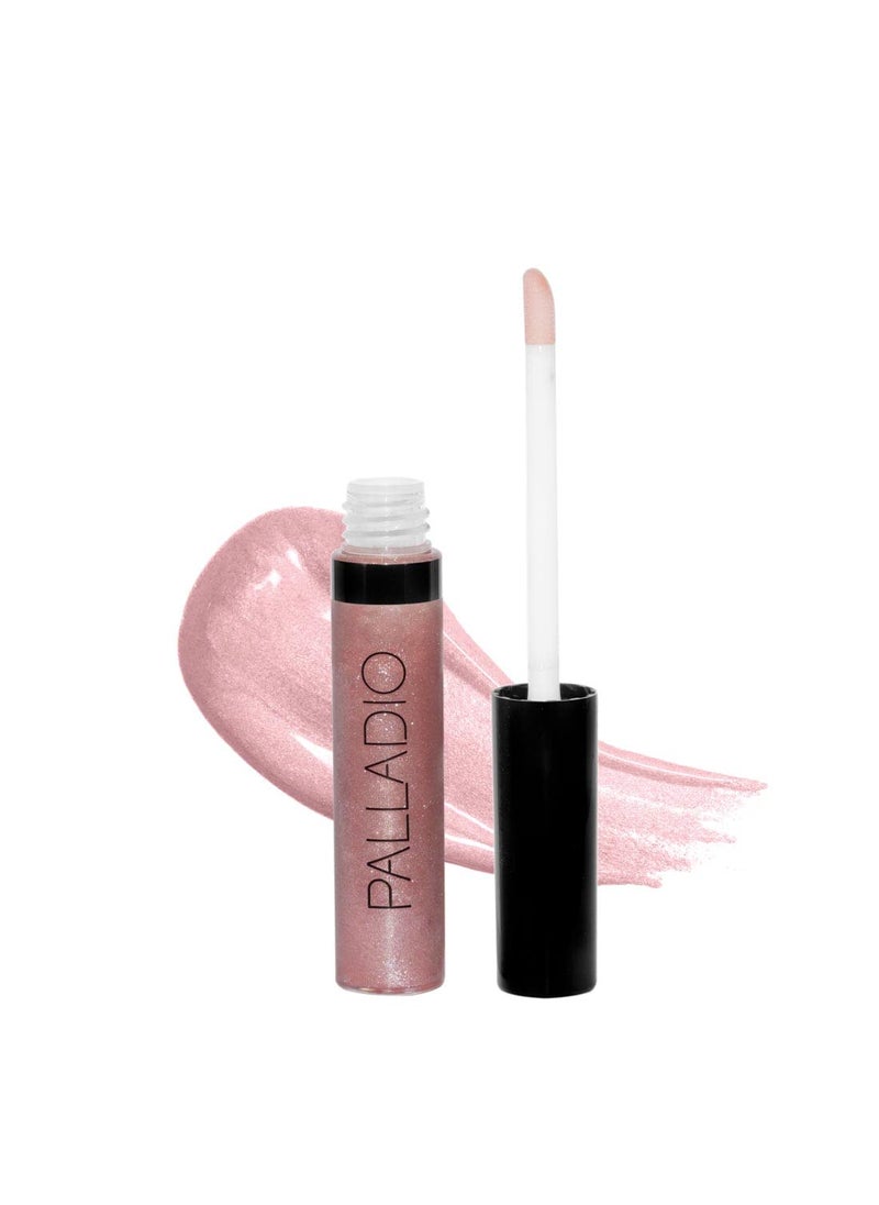 Palladio Lip Gloss, Pink Candy, Non-Sticky Lip Gloss, Contains Vitamin E and Aloe, Offers Intense Color and Moisturization, Minimizes Lip Wrinkles, Softens Lips with Beautiful Shiny Finish
