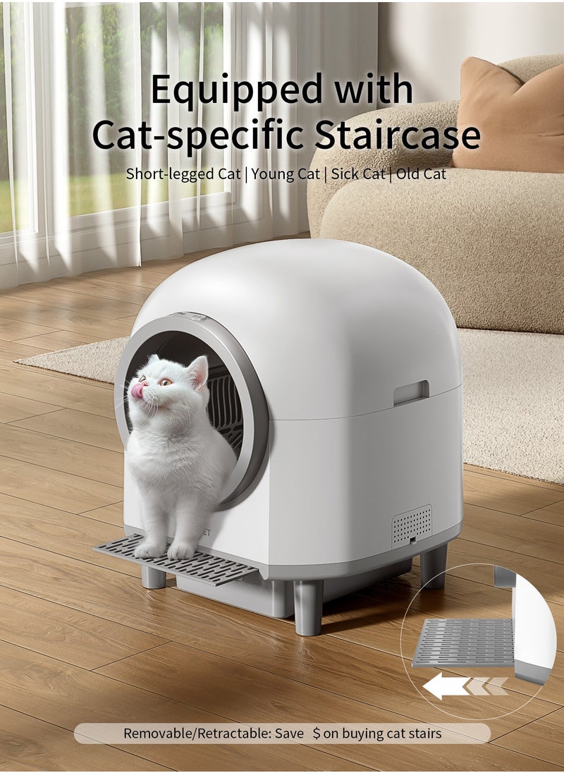 Smart Cat Litter Box - Self Cleaning and Odor Removal - Free Your Hands - Remote Control and Data Monitor - Intelligent Sensing Objects - Automatic Collection of Feces - 100L Large Pet Toilet House