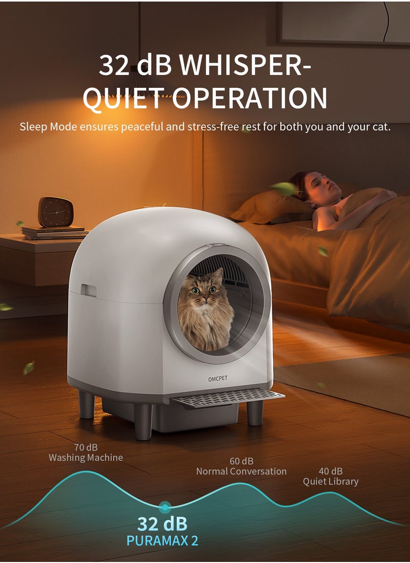 Smart Cat Litter Box - Self Cleaning and Odor Removal - Free Your Hands - Remote Control and Data Monitor - Intelligent Sensing Objects - Automatic Collection of Feces - 100L Large Pet Toilet House