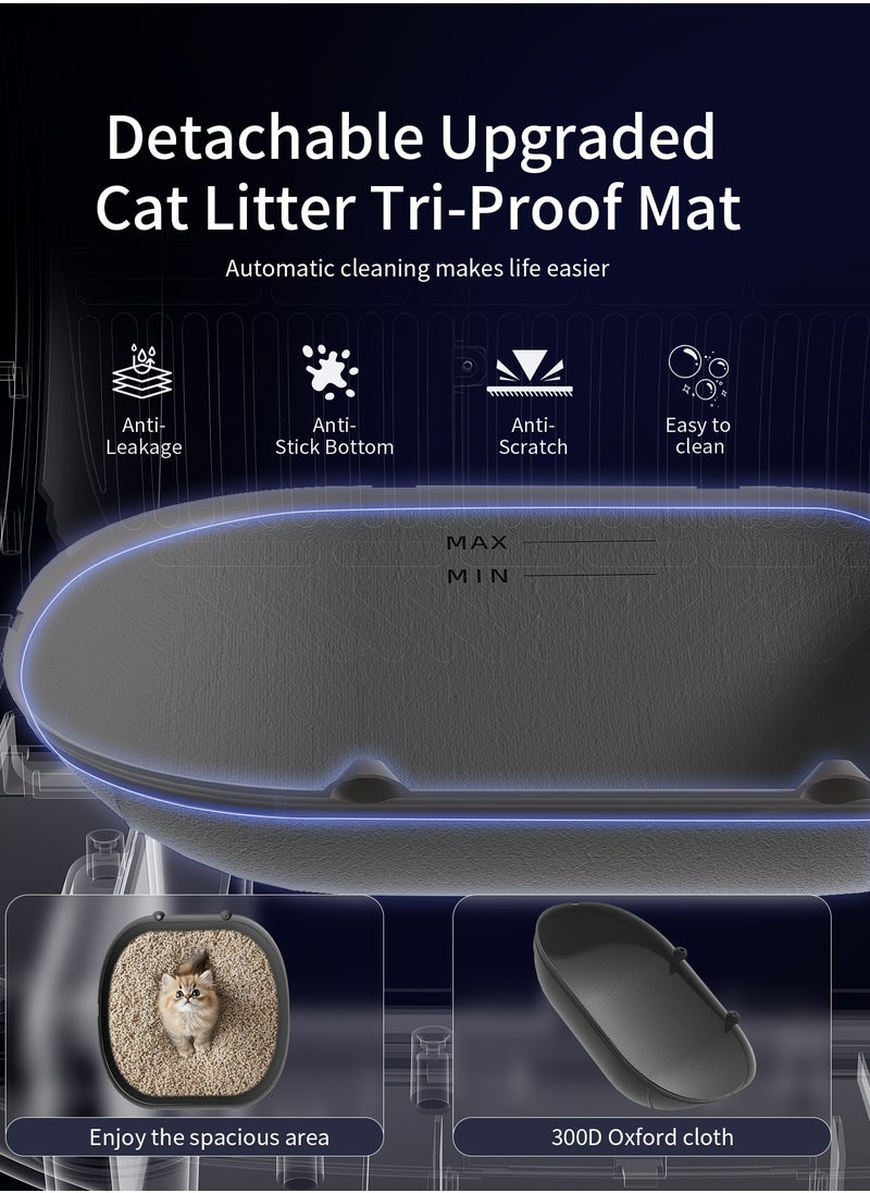 Smart Cat Litter Box Self Cleaning with Stairs,100L Automatic Litter Box Can be Used for 14 Days,10 Safety Sensor Radars/Advanced Odor Control/APP-WiFi-Control-White