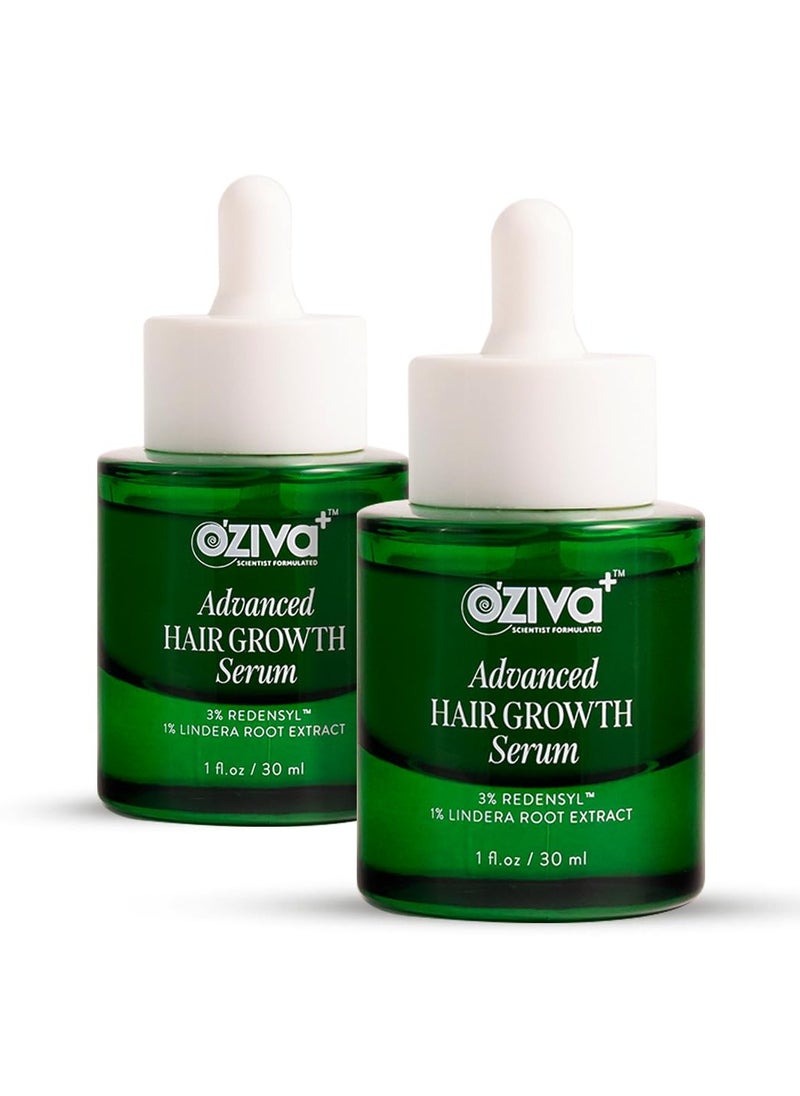 Advanced Hair Growth Serum with 3% Redensyl & 1% Lindera Root Extract | Balances Scalp Microbiome | Scientist Formulated with Pure Plant Actives | No side effects | 30ml (Pack 2)