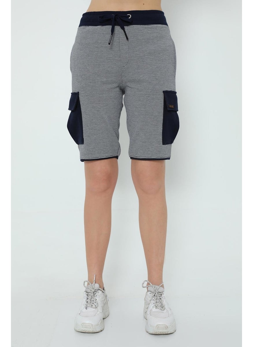 Striped Cardigan Pocket Bermuda Shorts (UN-65010)