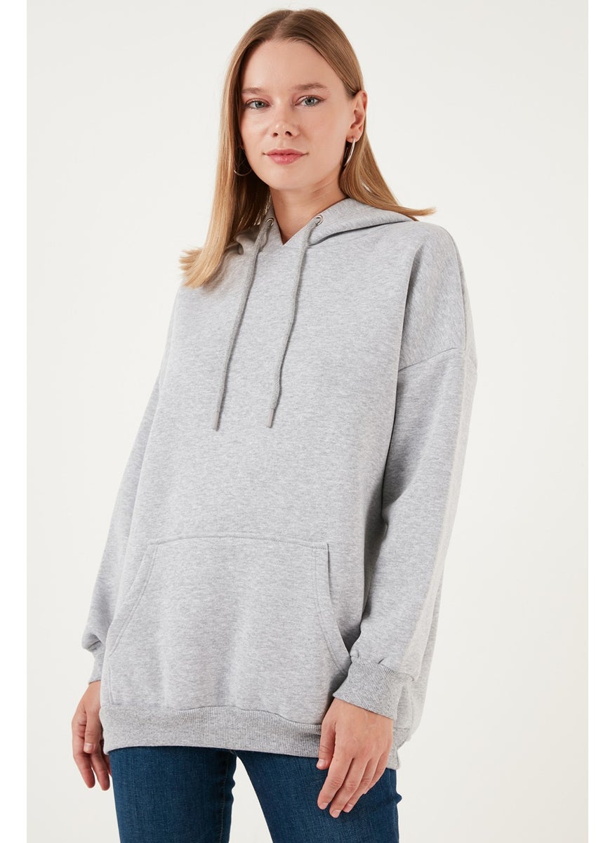 Regular Fit Cotton Hooded Collar Rose Winter Sweat Women's SWEAT 5863854