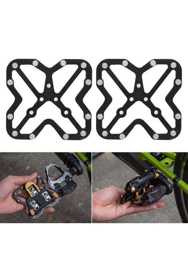 1 Pair  Aluminum Alloy Bike Bicyle Large Clipless Pedal Platform Adapters for SPDBlack