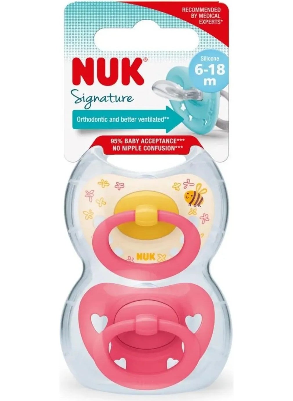 Signature Silicone Pacifier with Storage Box 2 pcs 6-18 Months Girl