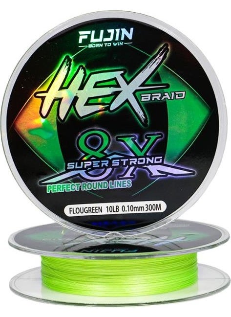 Hex Braid 8x 300MT Fluo Green Pe Rope Fishing Line
