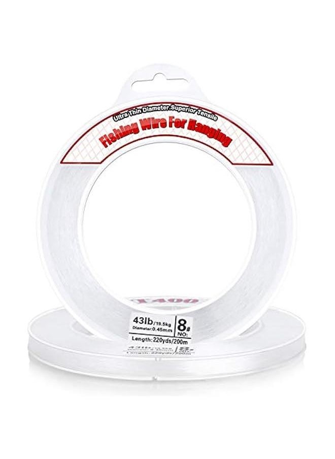 Clear Fishing Wire,  656FT Fishing Line Clear Invisible Hanging Wire Strong Nylon String Supports 40 Pounds for Balloon Garland Hanging Decorations