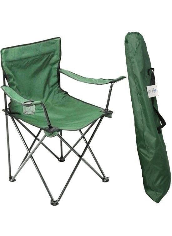 Folding Camping Chair with Arm - Green
