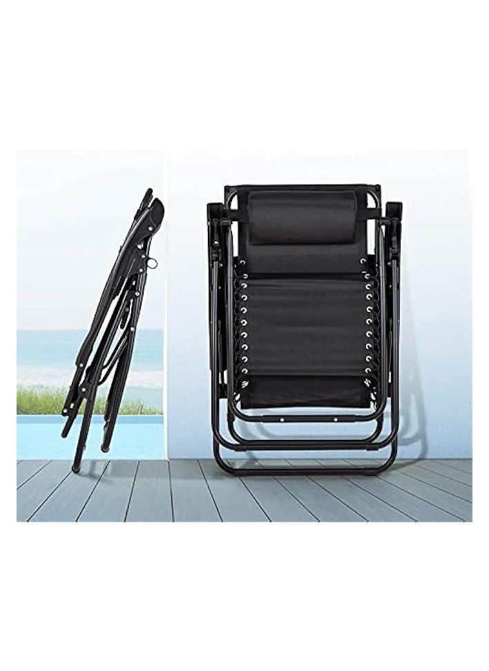 Foldable Camping Chair Outdoor Lounges Chair Garden Chair Adjustable Beach Chair with Pillows Cup Holders for Poolside Backyard and Beach