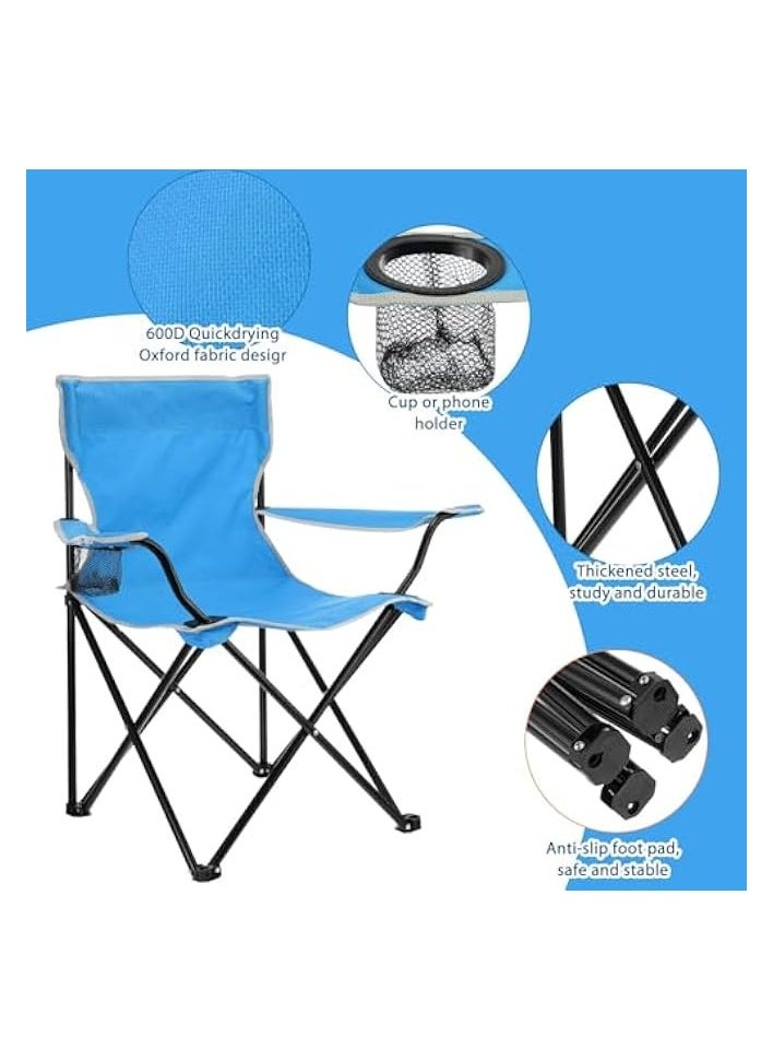 [2 PACK] Portable Folding Beach Chair Multi-Purpose Camping Chair for Adult, Lightweight Patio Lawn Quad Chair for Outdoor Travel Picnic Hiking Supports110kgs Load With Carry Bag [Random Color]