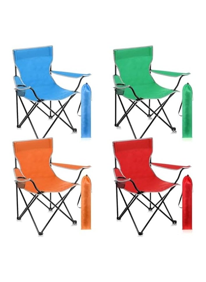 [2 PACK] Portable Folding Beach Chair Multi-Purpose Camping Chair for Adult, Lightweight Patio Lawn Quad Chair for Outdoor Travel Picnic Hiking Supports110kgs Load With Carry Bag [Random Color]