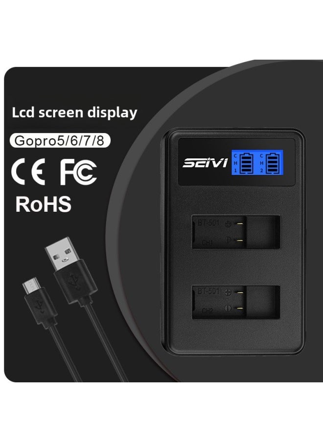 Direct Supply Gopro Hero5/6/7/8 Charger Usb LCD Smart Seat Charging Sports Camera Accessories-Colour:Gopro5 Four Slots