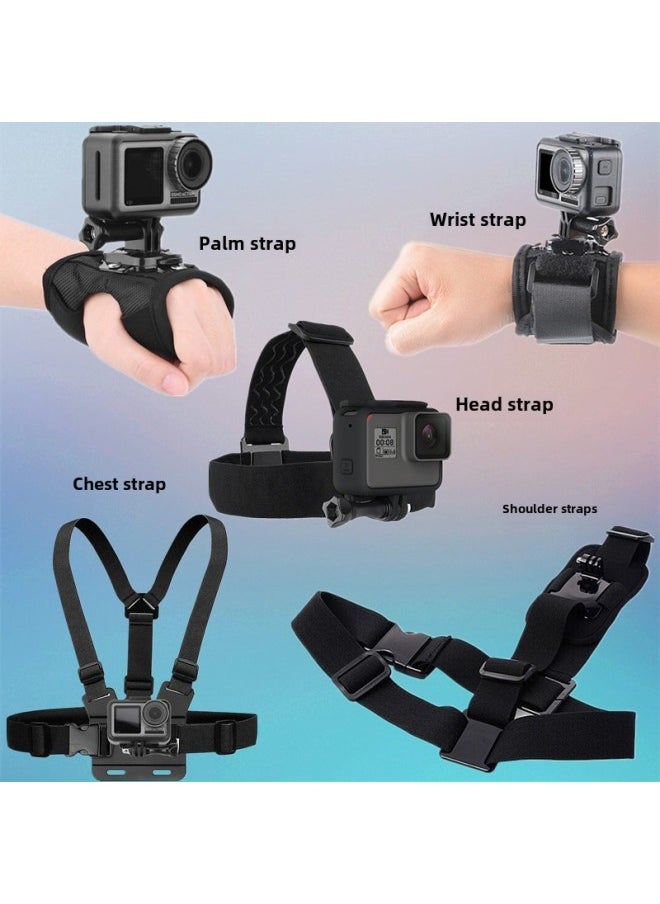 DJI Sports Camera Accessories GP Wrist Strap Arm Strap Palm Strap Shoulder Strap School Bag Chuck With Chest Strap Holder-Color:Headband + Chest Strap Set