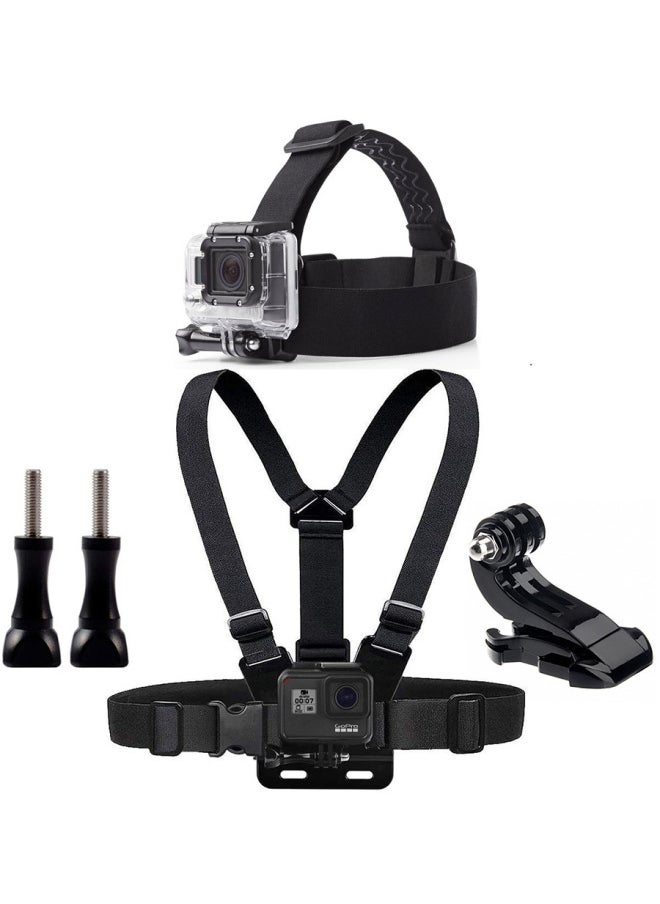 DJI Sports Camera Accessories GP Wrist Strap Arm Strap Palm Strap Shoulder Strap School Bag Chuck With Chest Strap Holder-Color:Headband + Chest Strap Set