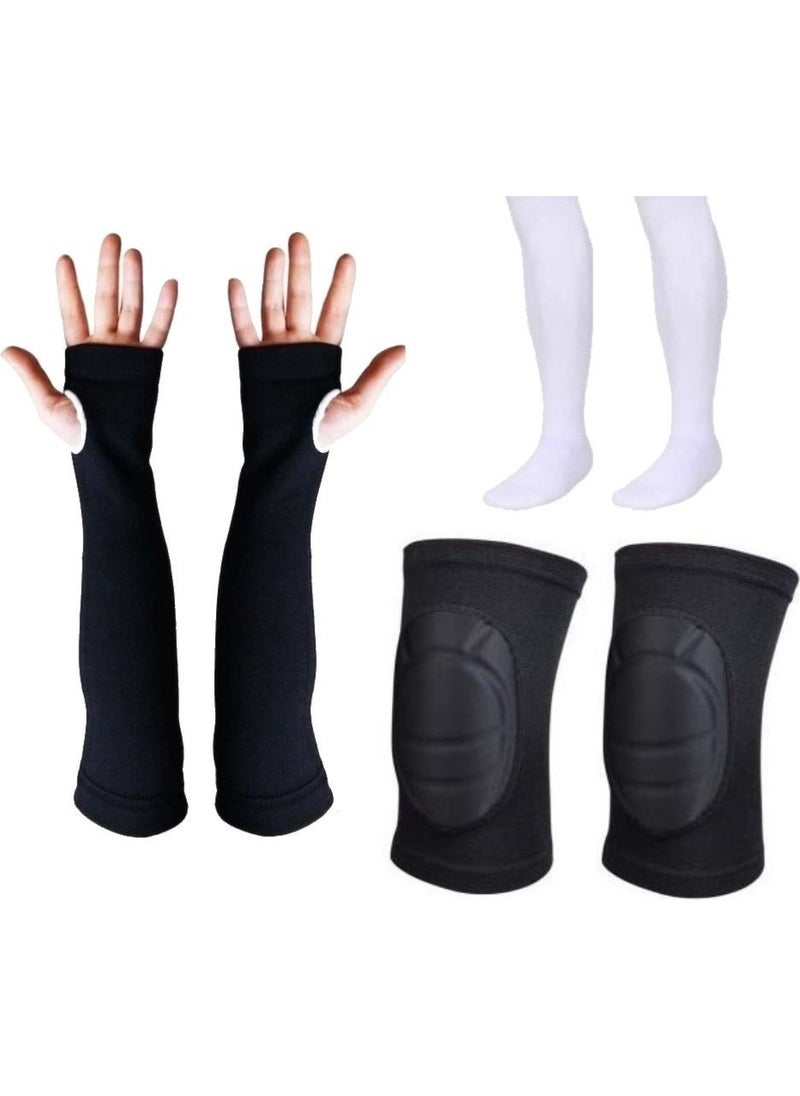 Volleyball Knee Pad Set 6 Pieces Knee Pad with Sleeve and Long Socks