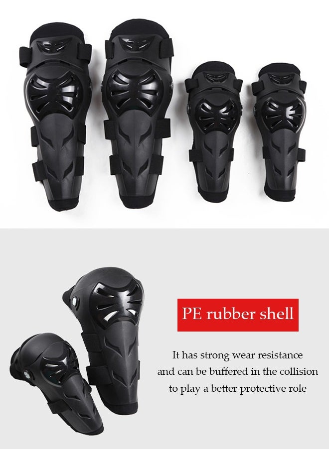 4 Pcs Adjustable Motobike Elbow Knee Pad Set,Anti Wrestling Cycling Knee Brace and Elbow Guards,Anti-scratch Outdoor Sport Gear,for Motocross Mountain Bike Horse Racing,Black