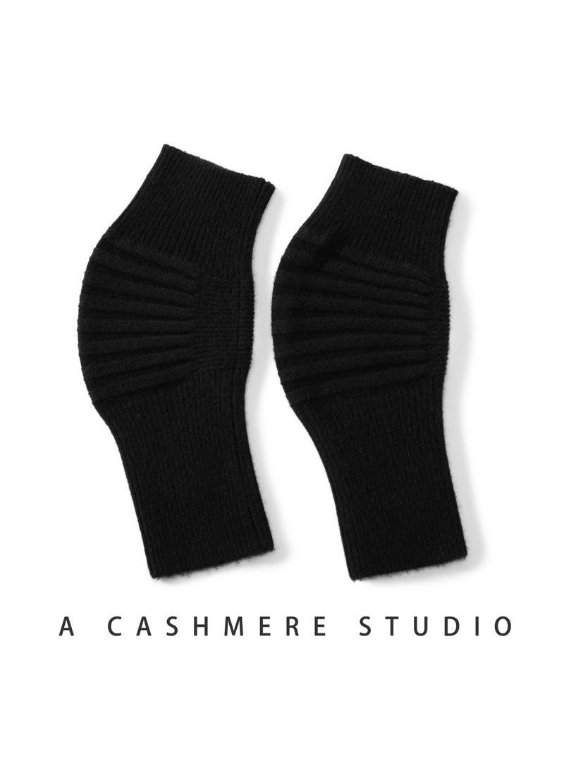 Thickened Cashmere Knee Sleeve For Men Women Autumn/winter Joint Cold Leg Riding Warm Cold Prevention Knitted Ribbed Black