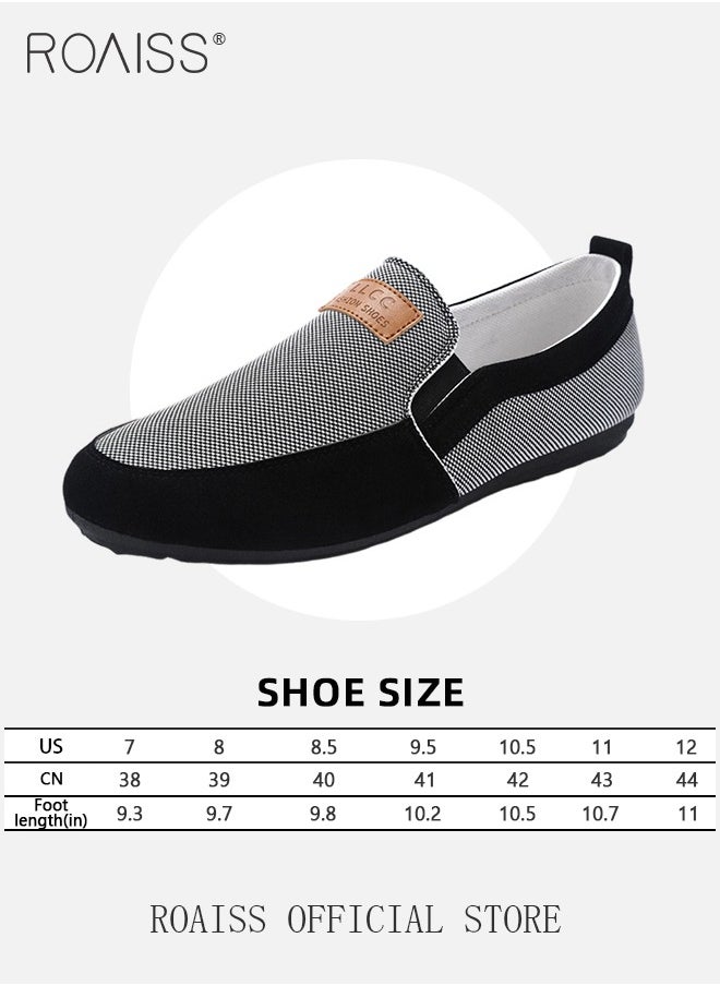 Casual Slip on Loafers for Men All-Matching Non Slip Wear Resistant Sole Soft Canvas Shoes Fashionable Color Block Breathable Flats Lightweight Comfortable