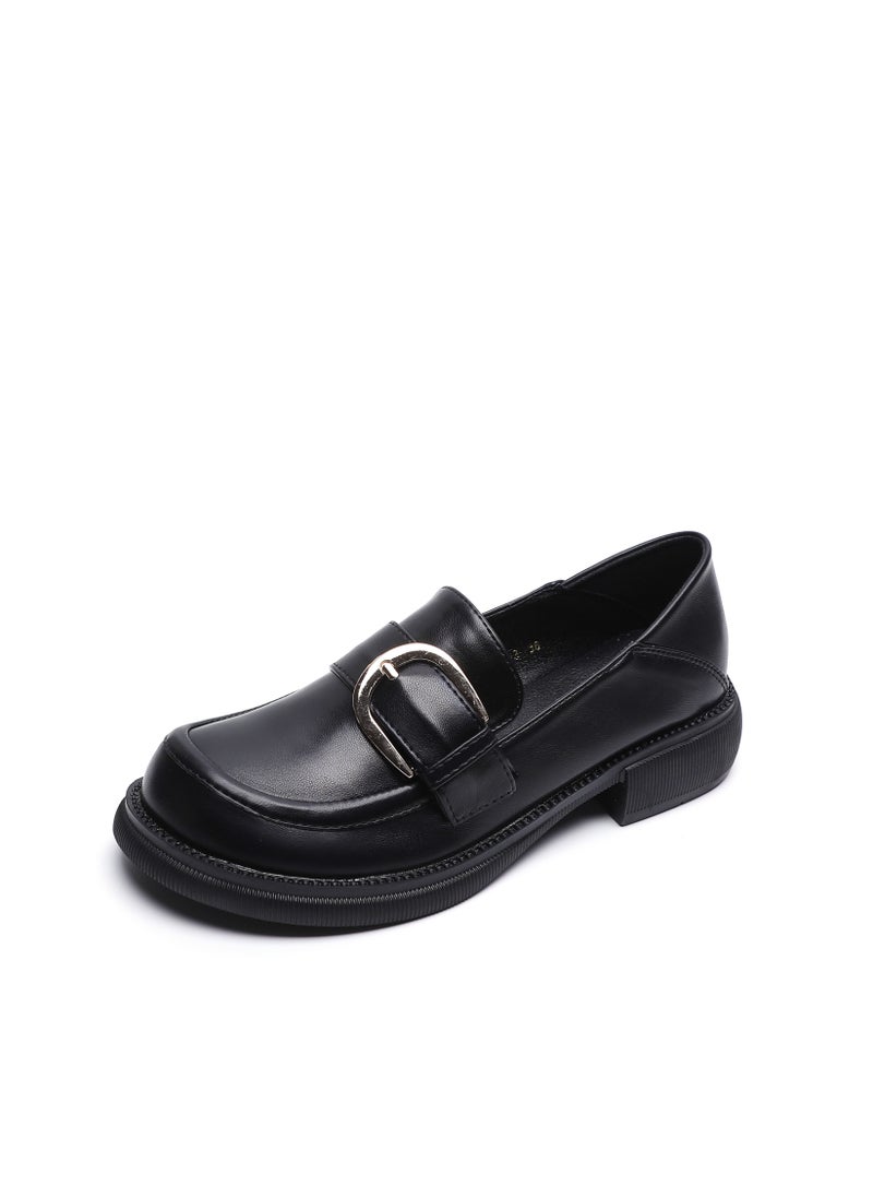 English Style Soft Soled Leather Shoes Black