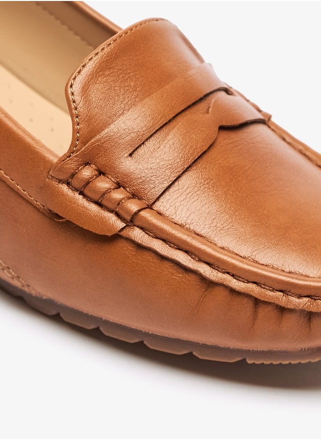 Solid Slip-On Loafers with Wedge Heels