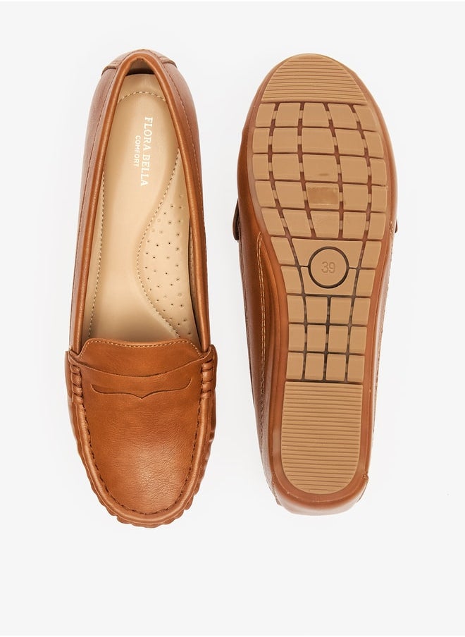 Solid Slip-On Loafers with Wedge Heels