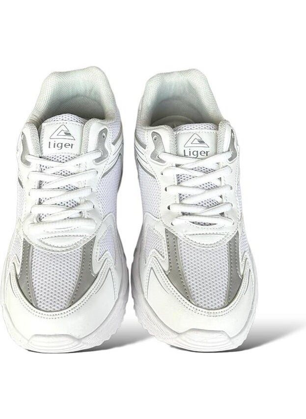 Unisex Faylon Sole Lace-Up Sneakers White Silver