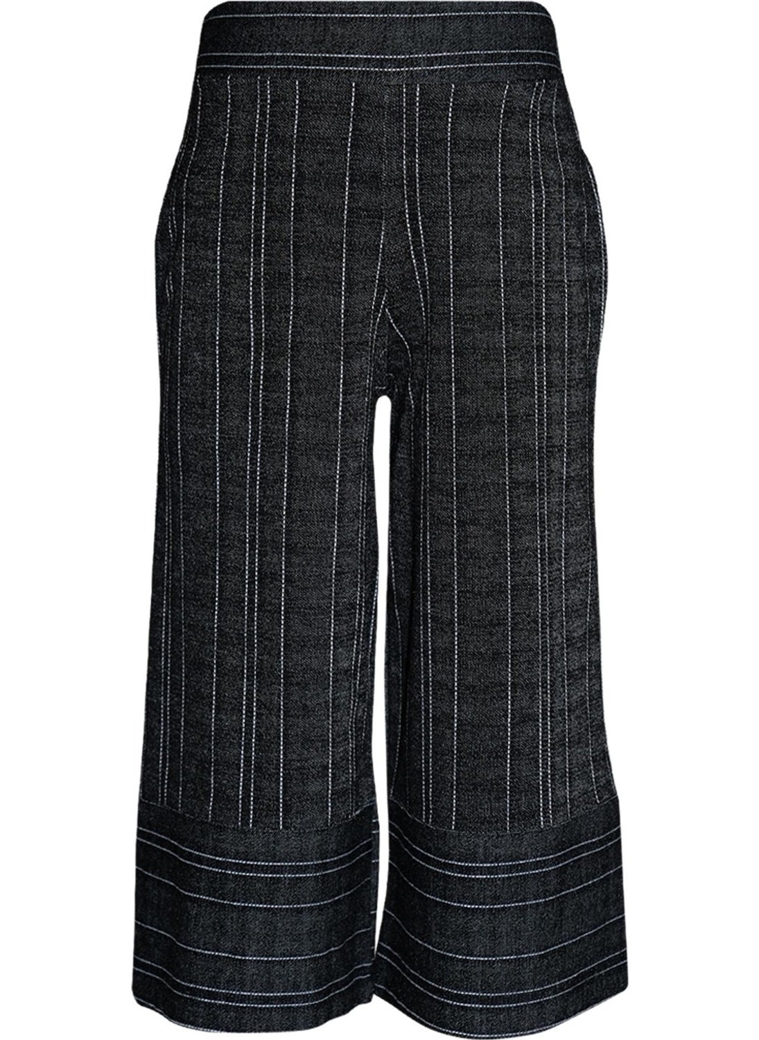 Anthracite Striped Wide Leg Girls Trousers Capri