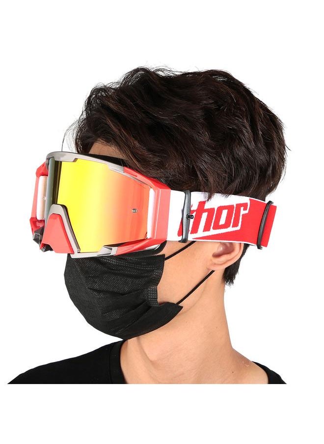 Adjustable Replaceable Eyeglass Motorbike Windshield Goggles Outdoor Sports Tool(Gray Red)