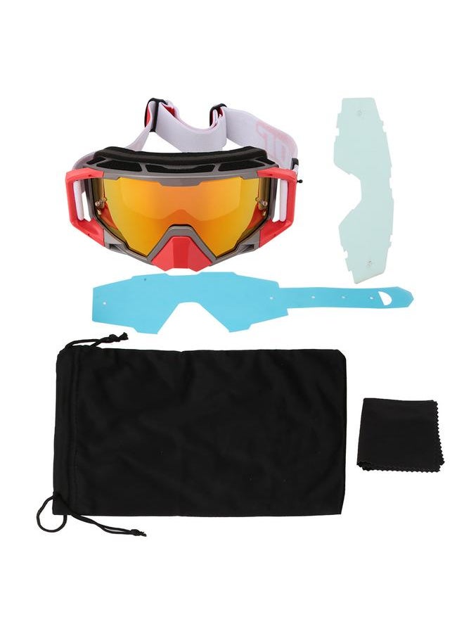 Adjustable Replaceable Eyeglass Motorbike Windshield Goggles Outdoor Sports Tool(Gray Red)