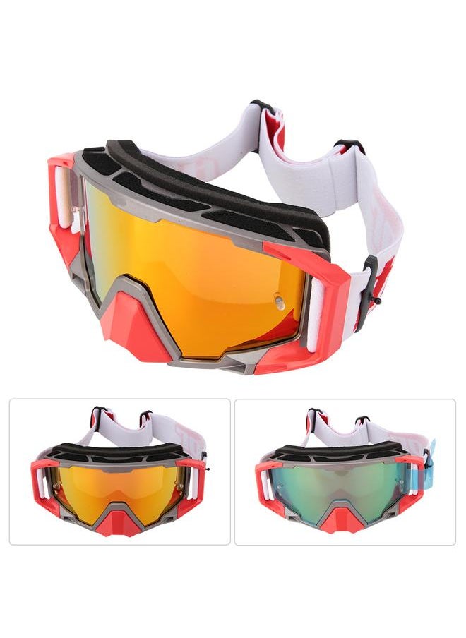 Adjustable Replaceable Eyeglass Motorbike Windshield Goggles Outdoor Sports Tool(Gray Red)