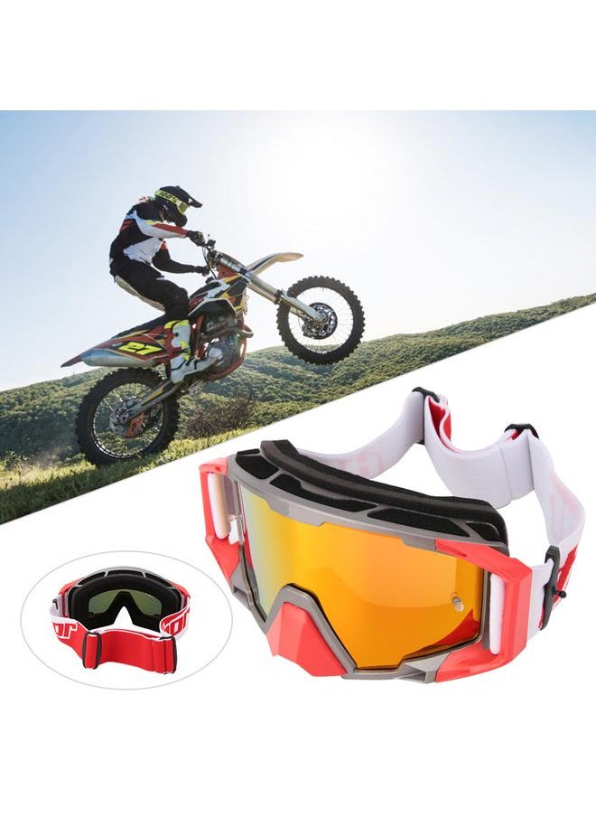 Adjustable Replaceable Eyeglass Motorbike Windshield Goggles Outdoor Sports Tool(Gray Red)