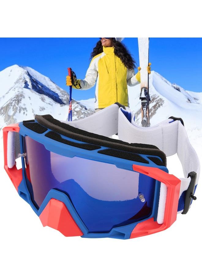 Sports Motorcycle Riding Protective Goggles Windshield Anti Fog Eye Glasses (blue&red)
