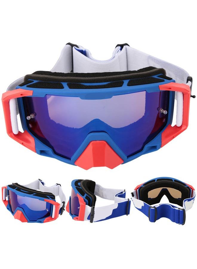 Sports Motorcycle Riding Protective Goggles Windshield Anti Fog Eye Glasses (blue&red)