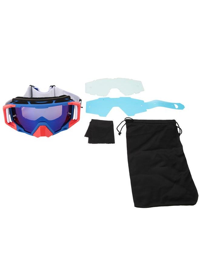 Sports Motorcycle Riding Protective Goggles Windshield Anti Fog Eye Glasses (blue&red)