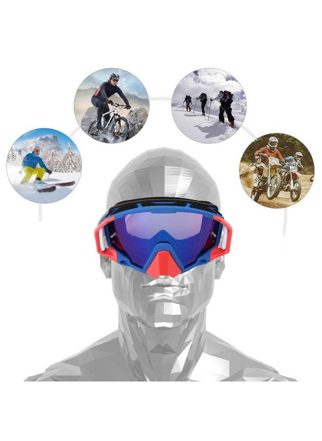 Sports Motorcycle Riding Protective Goggles Windshield Anti Fog Eye Glasses (blue&red)