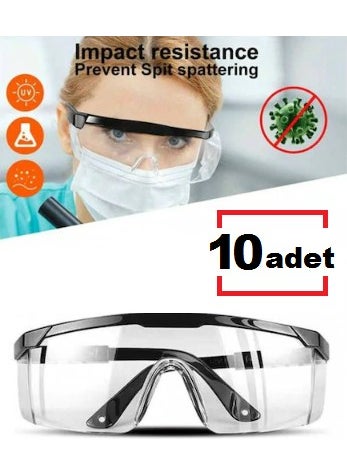 Transparent Chemical Protective Glasses Pack 10 Pieces