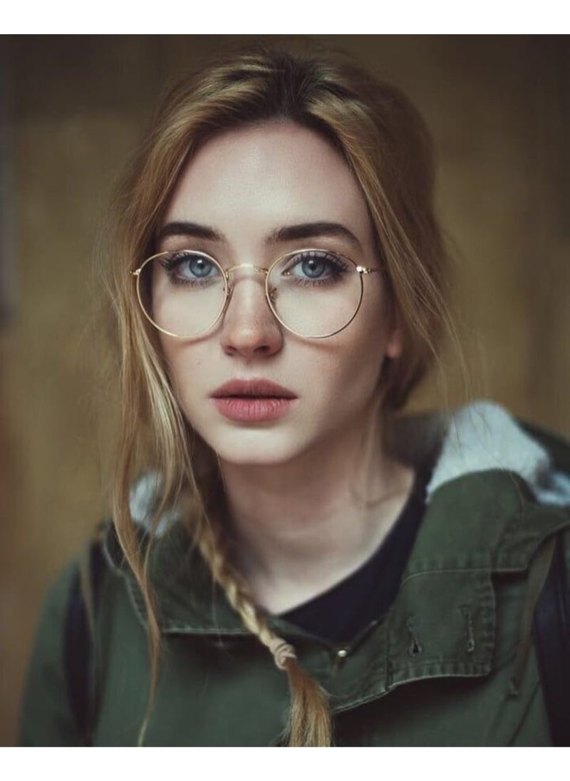 Metal Maria Unisex Oval Round Gold Blue Light Protected Blue Block Vintage Retro Glasses Rose Gold