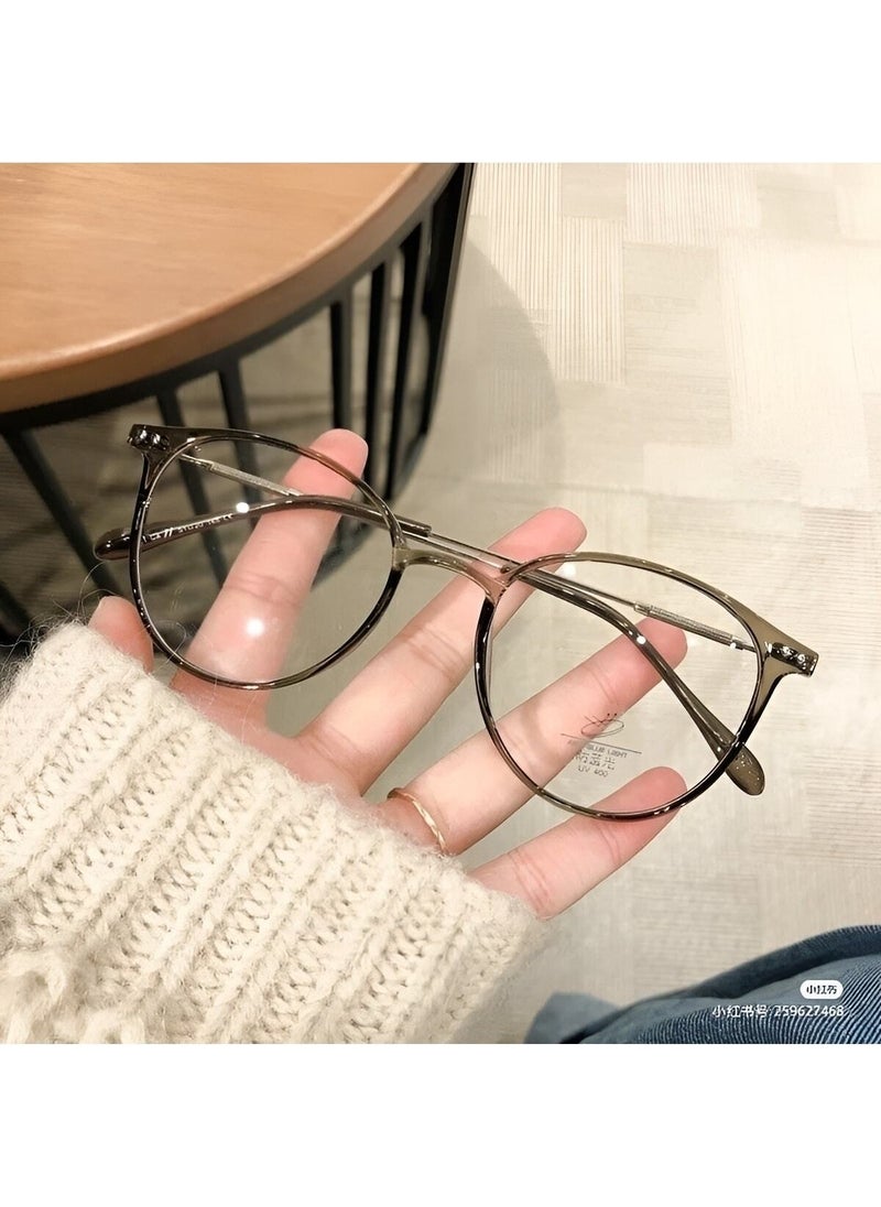 Unisex Women Men Blue Light Protected Blue Block Transparent Brown New Season Vintage Glasses 52 Ov