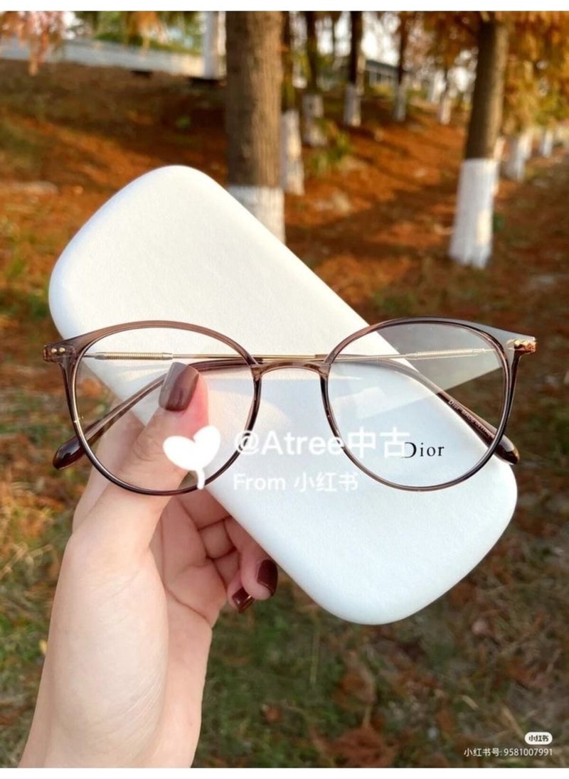 Unisex Women Men Blue Light Protected Blue Block Transparent Brown New Season Vintage Glasses 52 Ov
