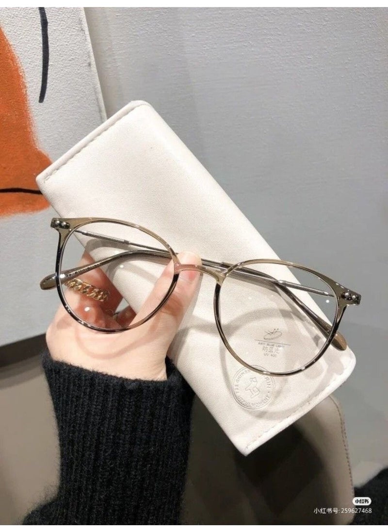 Unisex Women Men Blue Light Protected Blue Block Transparent Brown New Season Vintage Glasses 52 Ov