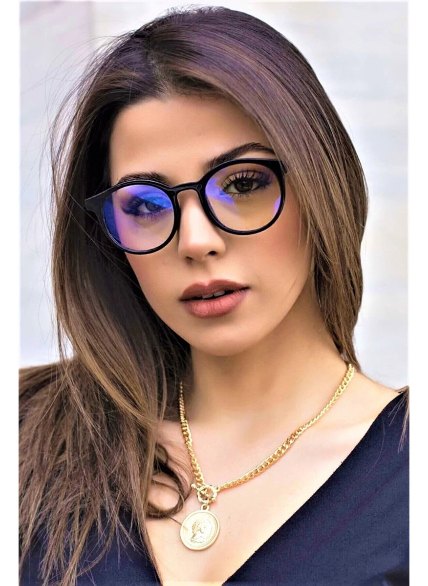 Black London Black Transparent Unisex Blue Light Protective Glasses Oval Clear Black 50 UV400 Glass Plastic