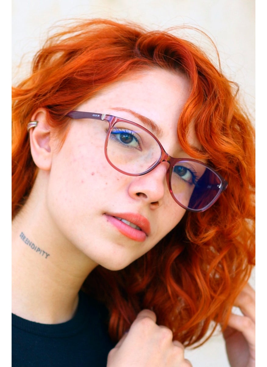 Pink Ohrid Rose Pink Blue Light Protective Glasses Matte Cat Eye Transparent UV400 Rose Gold 52