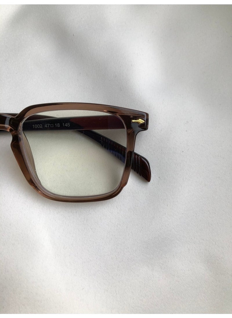 Frank Brown Blue Light Protected Unisex Transparent UV400 Brown Brown Rectangle 47