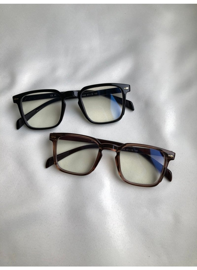 Frank Brown Blue Light Protected Unisex Transparent UV400 Brown Brown Rectangle 47
