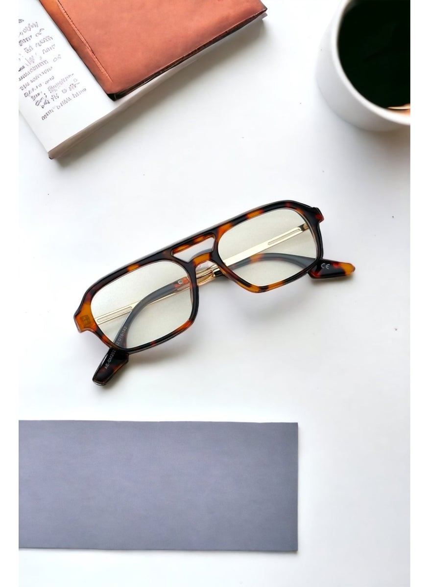 UV400 Ice Cube Blue Light Protection Glasses Blue Block / Ren Eyewear Orange Leopard Plastic 51 Rectangles
