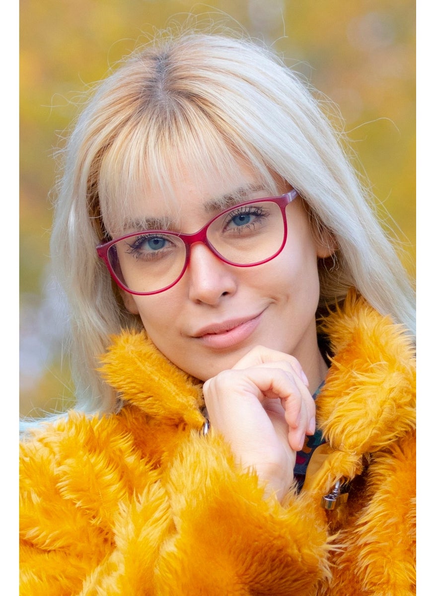 Red Ohrid Claret Red Blue Light Protective Glasses Red 52 Cat Eye Transparent UV400 Matte