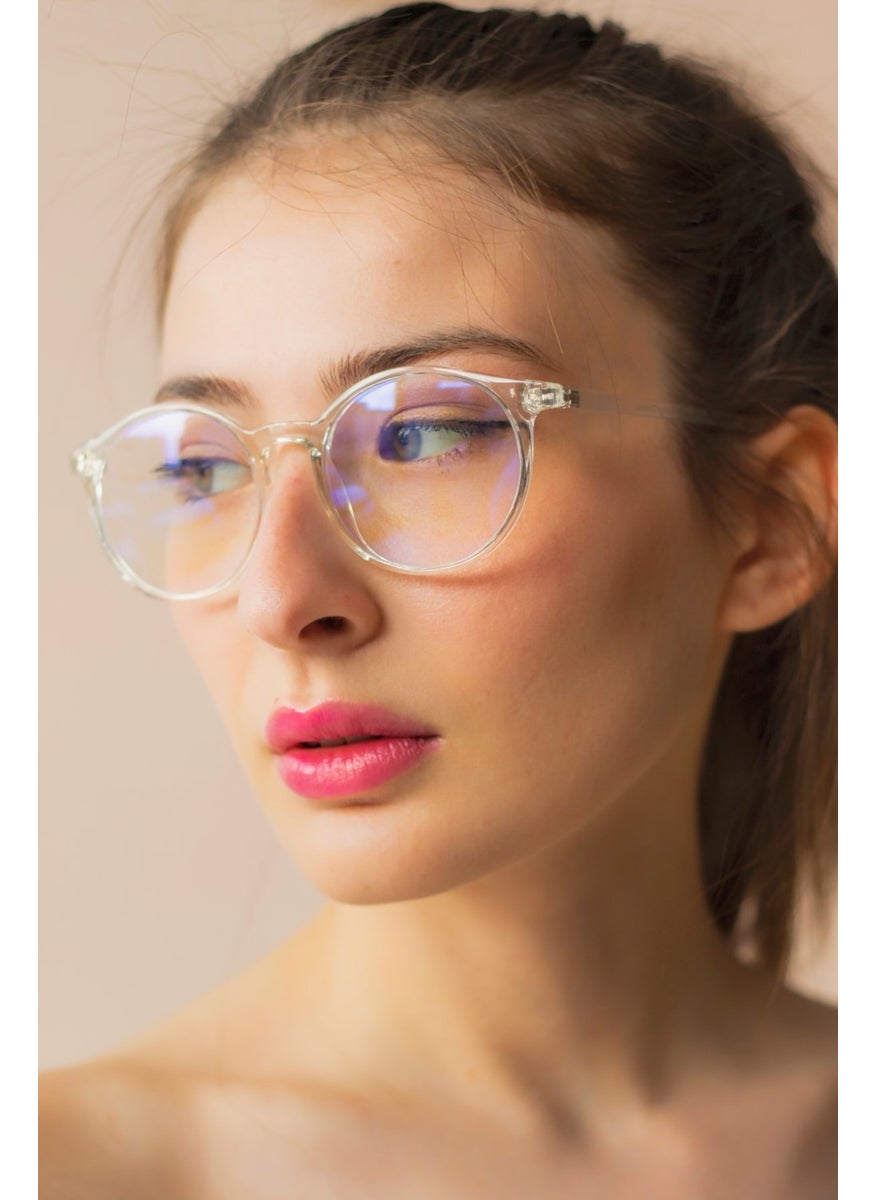Orange Tokyo Crystal Clear Blue Light Glasses UV400 Multi Color Gradient Clear 50 Round